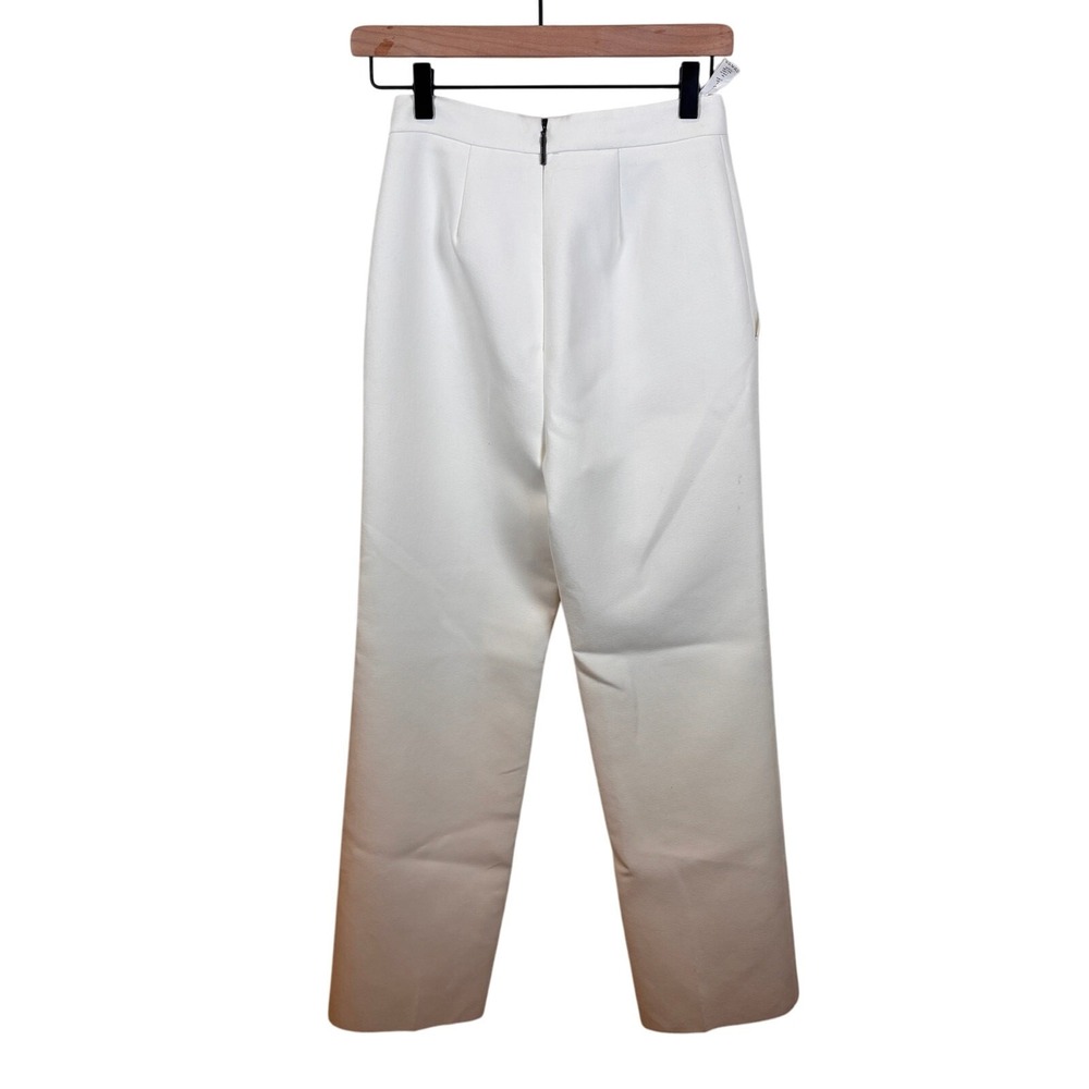 MGSM Women's White Crepe Trouser Pants Size 38 - Picture 3 of 3